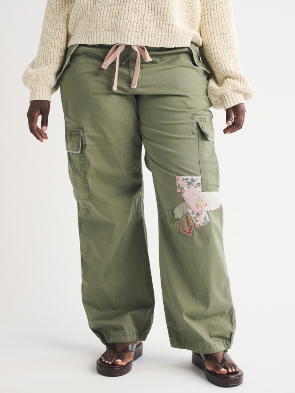 Abercrombie & Fitch Archive Curve Love Low Rise Ultra Loose Olive Cargo pants